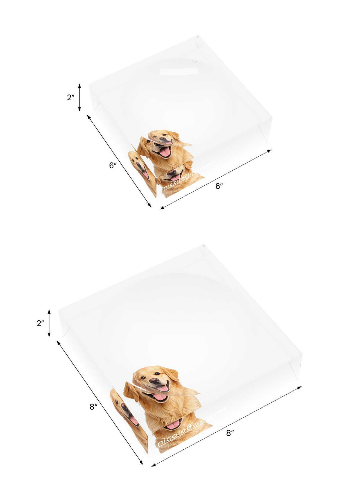 Golden Retriever Dog Acrylic Candy Catchall Dish, both sizes, by Nicolette Mayer