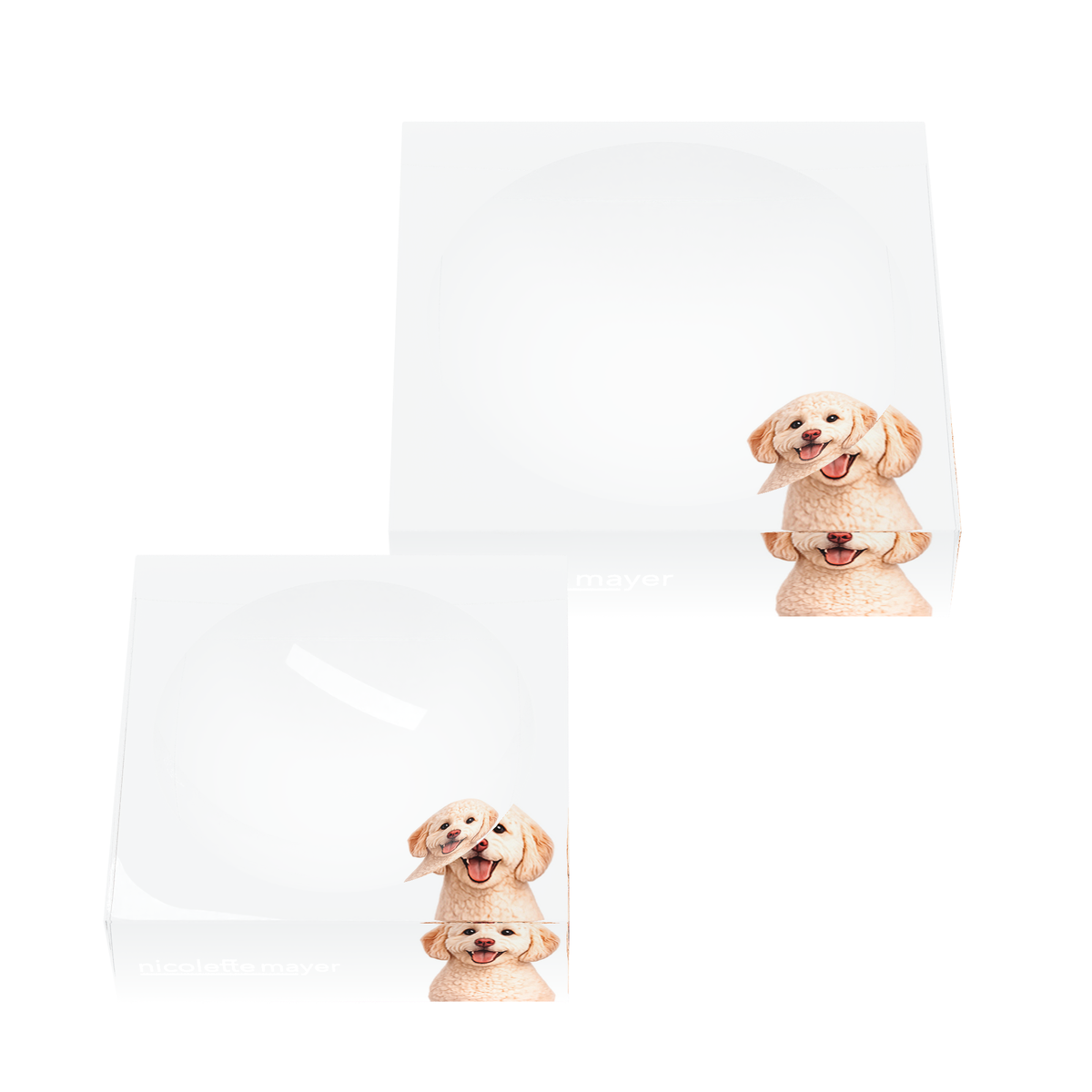 Goldendoodle Dog Acrylic Candy Catchall Dish, set of two, by Nicolette Mayer