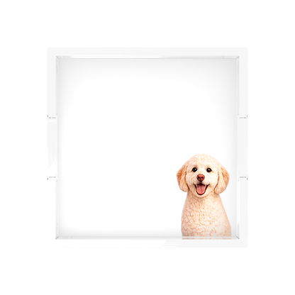 Goldendoodle Dog Acrylic Decorative Tray, overhead, by Nicolette Mayer