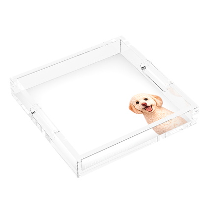 Goldendoodle Dog Acrylic Decorative Tray, left three-quarter, by Nicolette Mayer
