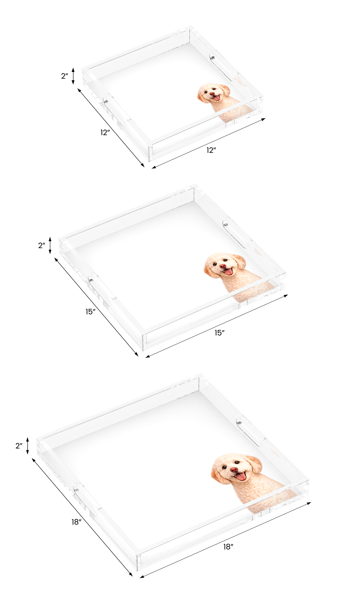 Goldendoodle Dog Acrylic Decorative Tray, all three sizes, by Nicolette Mayer