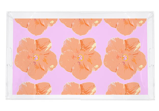 Hibiscus Lilac 22.5X14.5 Acrylic Tray - nicolettemayer.com