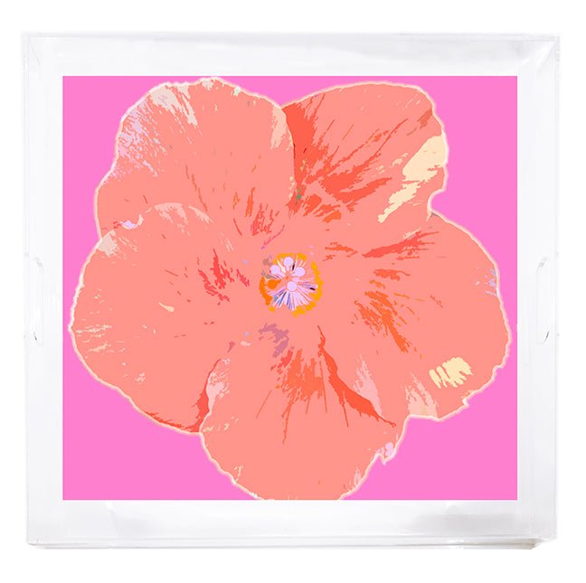 Hibiscus Orchid 18x18 Acrylic Tray - nicolettemayer.com