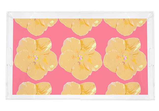 Hibiscus Pink 22.5X14.5 Acrylic Tray - nicolettemayer.com