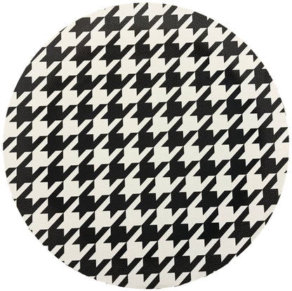 HOUNDSTOOTH BLACK WHITE 16 ROUND PEBBLE PLACEMAT, SET OF 4 - nicolettemayer.com