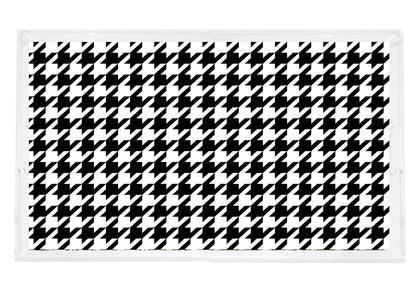 HOUNDSTOOTH BLACK WHITE 22.5X14.5 ACRYLIC TRAY - nicolettemayer.com
