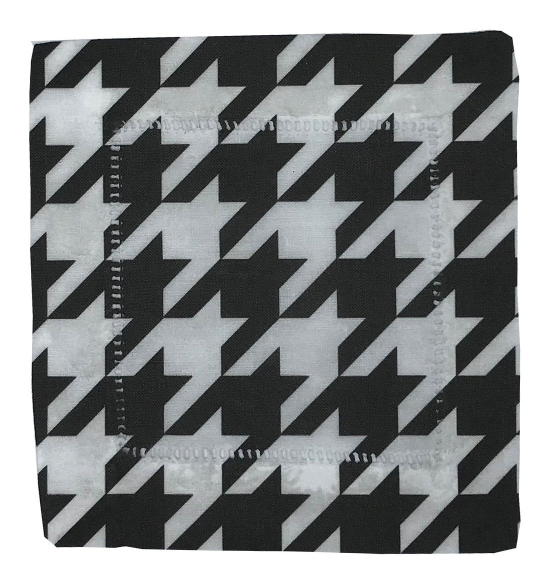 HOUNDSTOOTH BLACK WHITE 6&quot;X6&quot; HEMSTITCH COCKTAIL NAPKINS, SET OF 4 - nicolettemayer.com