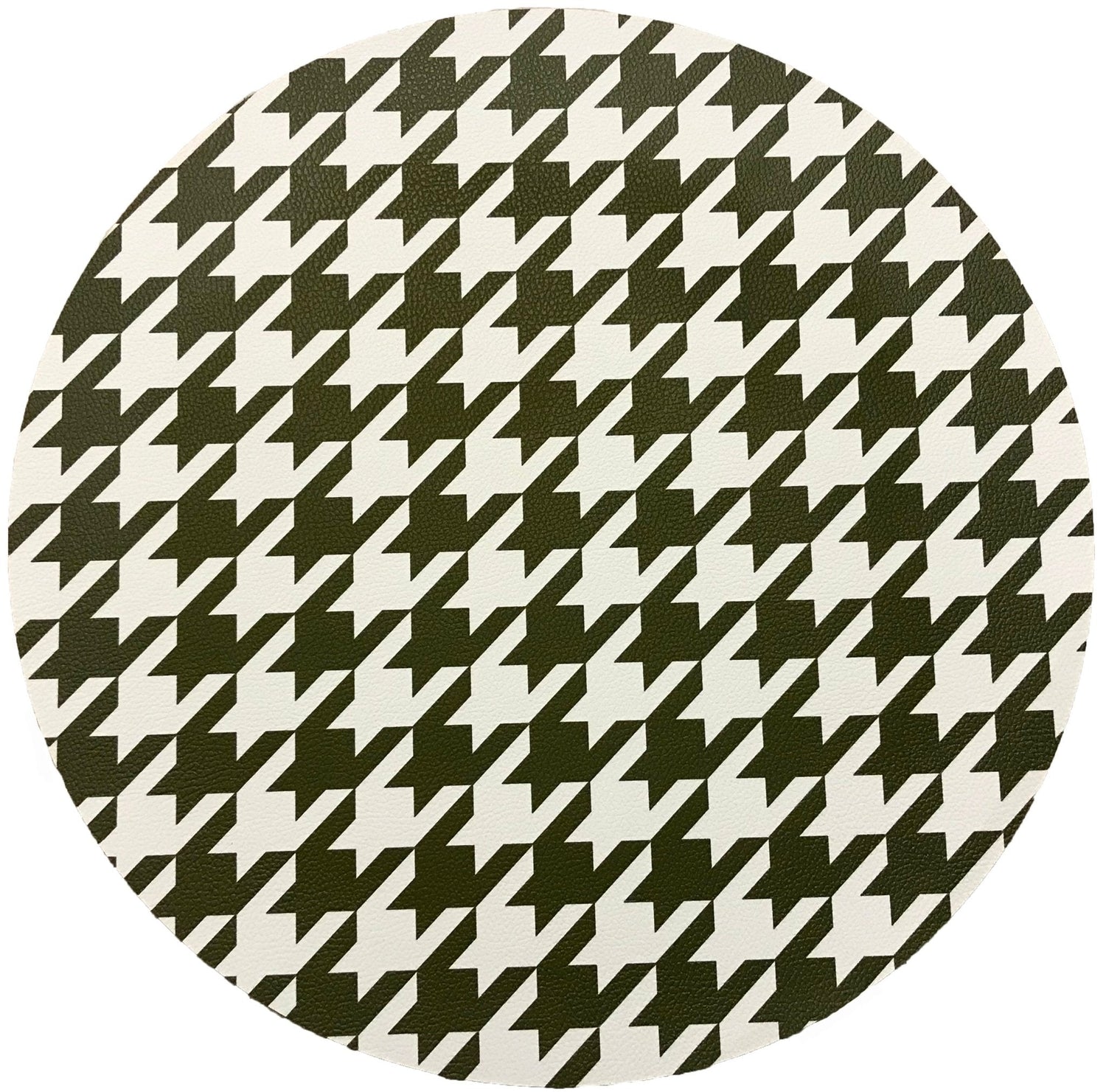 HOUNDSTOOTH GREEN WHITE 16 ROUND PEBBLE PLACEMAT, SET OF 4 - nicolettemayer.com