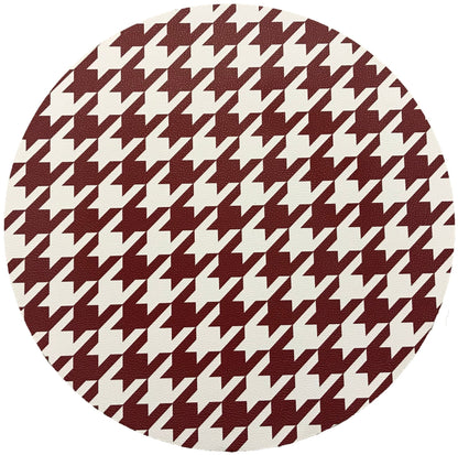 HOUNDSTOOTH RED WHITE 16 ROUND PEBBLE PLACEMAT, SET OF 4 - nicolettemayer.com