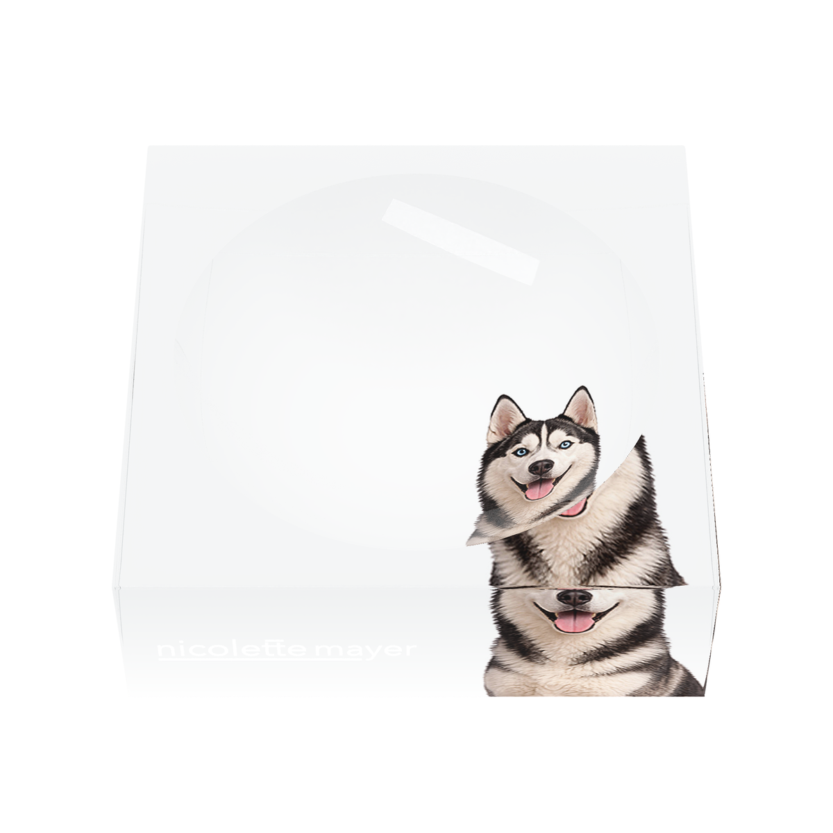 Husky Dog Acrylic Candy Catchall Dish, front, by Nicolette Mayer
