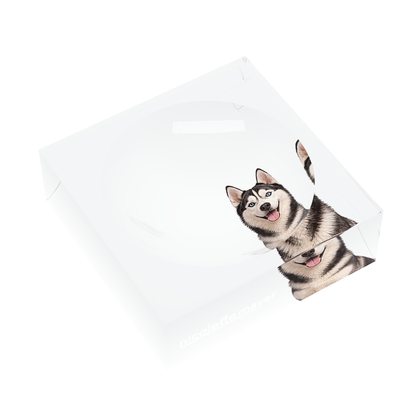 Husky Dog Acrylic Candy Catchall Dish, left three-quarter, by Nicolette Mayer