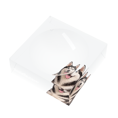 Husky Dog Acrylic Candy Catchall Dish, right three-quarter, by Nicolette Mayer