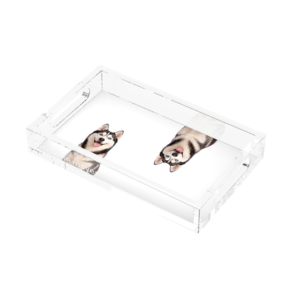 Husky Dog Acrylic Rectangle Tray, right three-quarter, by Nicolette Mayer