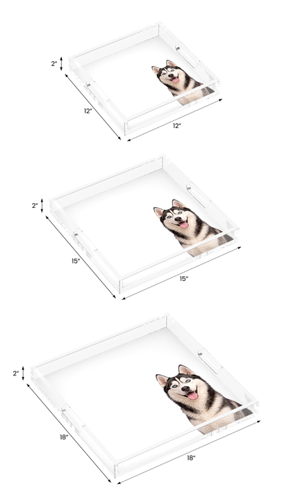 Husky Dog Acrylic Decorative Tray, all three sizes, by Nicolette Mayer