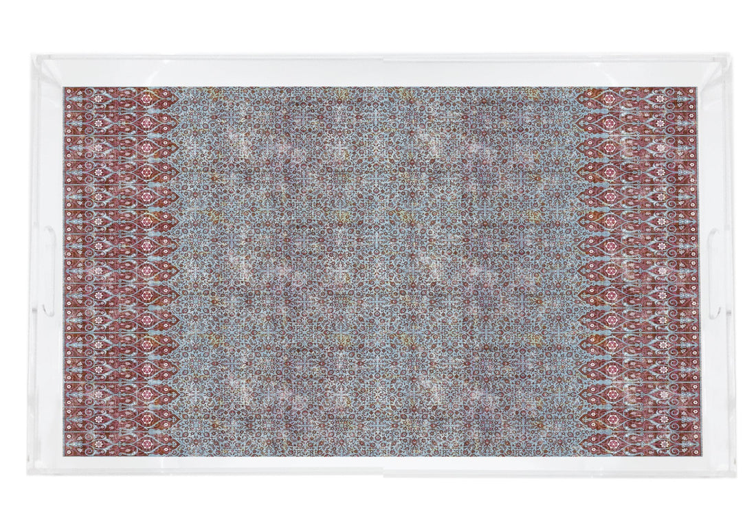 IZNIK RED TURQUOISE 22.5"X14.5" ACRYLIC TRAY - nicolettemayer.com