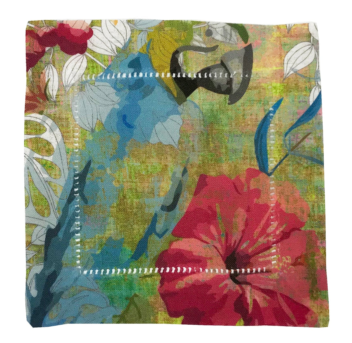 JUNGLE LOVE 6&quot;X6&quot; HEMSTITCH COCKTAIL, SET OF 4 - nicolettemayer.com