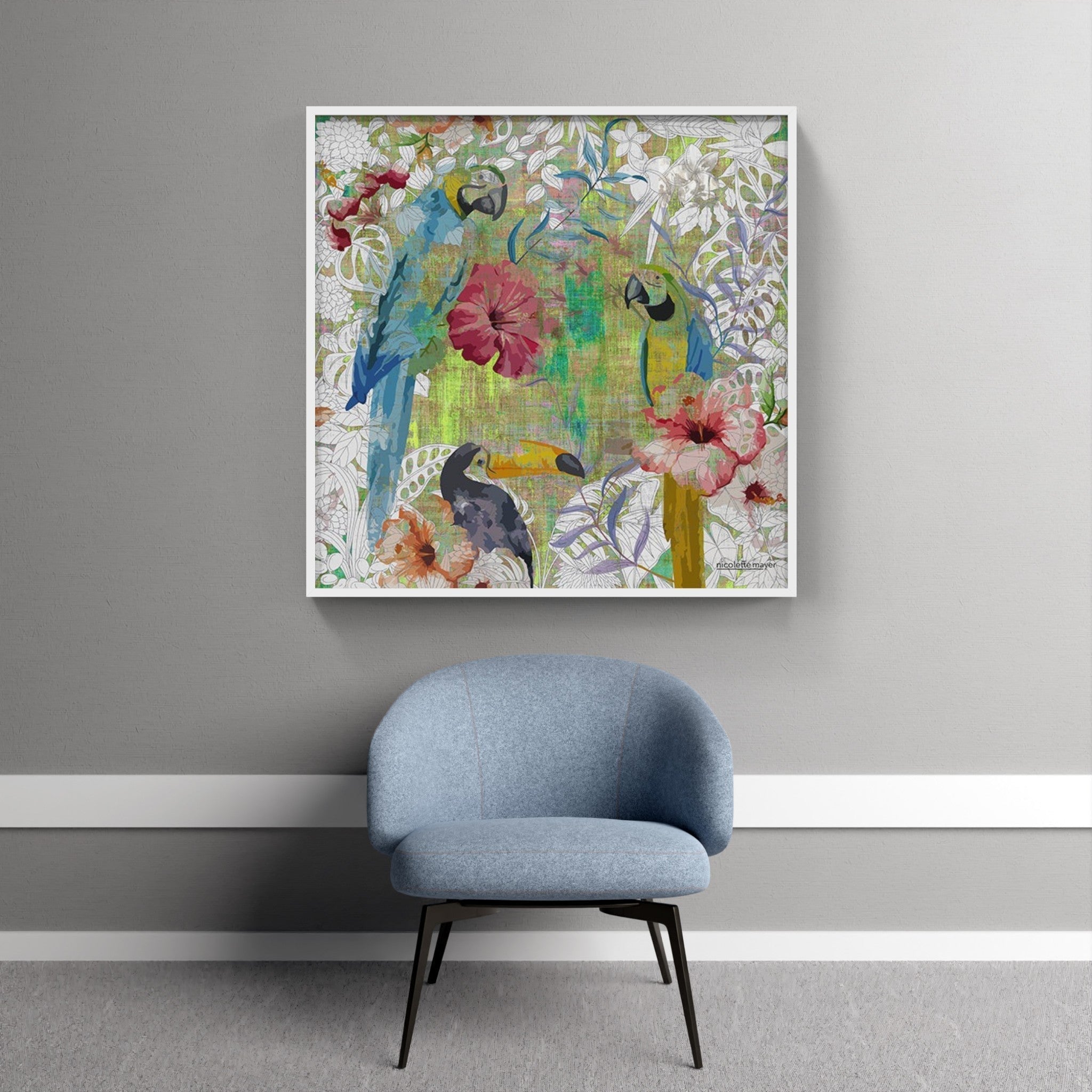 Jungle Love Citron 36X36 Acrylic Art - nicolettemayer.com