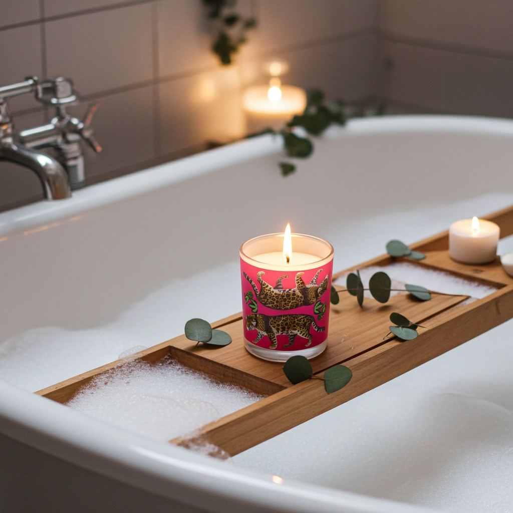 Leopard Seeing Double Hot Pink Candle