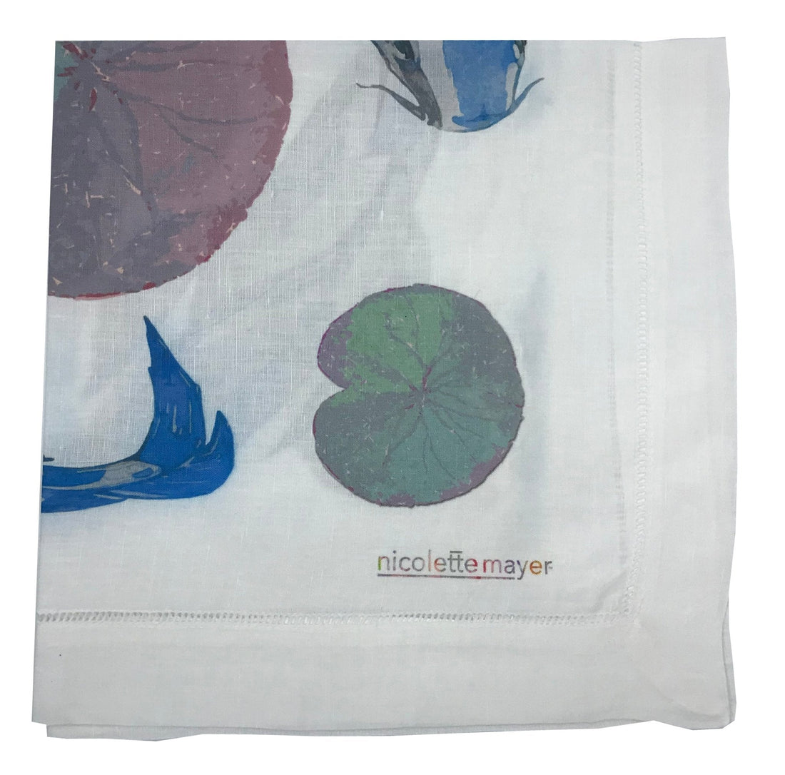 KOI BLUE 22"X22" HEMSTITCH DINNER NAPKIN, SET OF 4 - nicolettemayer.com