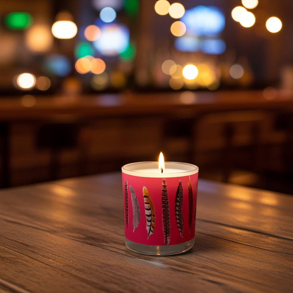 Pheasant Feathers Plum Candle - nicolettemayer.com