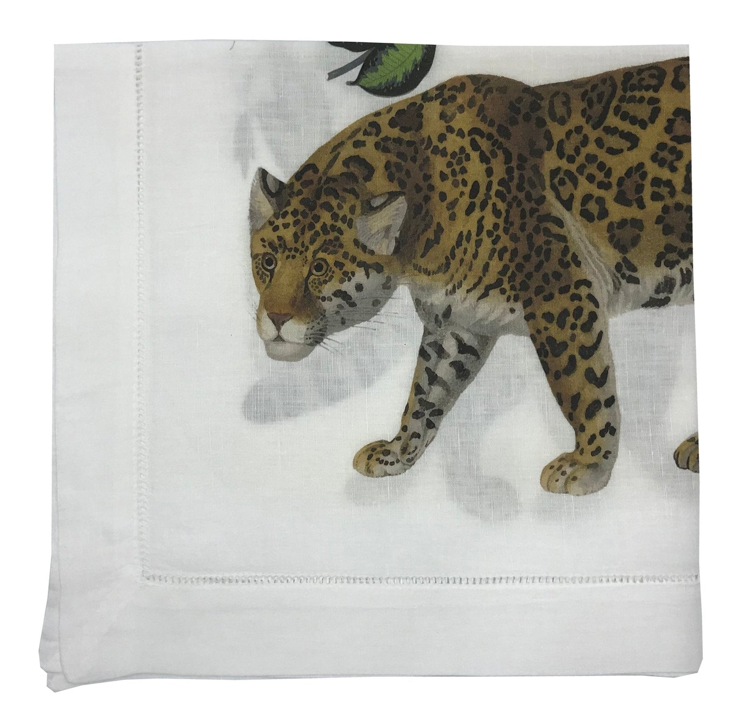 LEOPARD SEEING DOUBLE 22&quot;X22&quot; HEMSTITCH DINNER NAPKIN, SET OF 4 - nicolettemayer.com