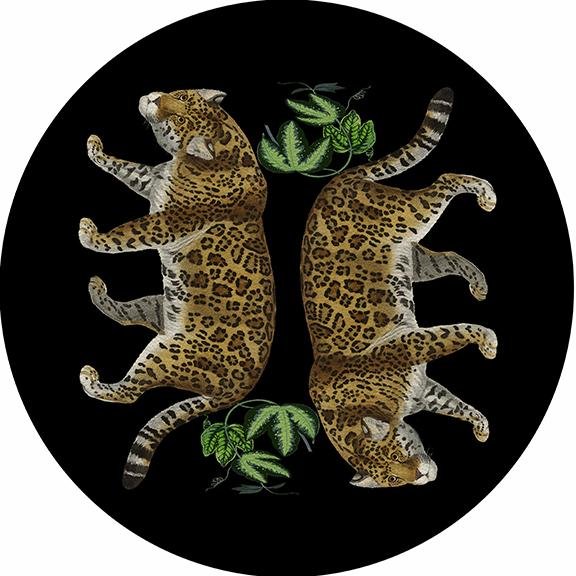 Leopard Seeing Double Black 16&quot; Round Pebble Placemat Set of 4 - nicolettemayer.com