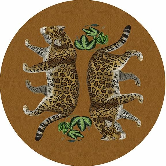 Leopard Seeing Double Safri 16&quot; Round Pebble Placemat Set of 4 - nicolettemayer.com