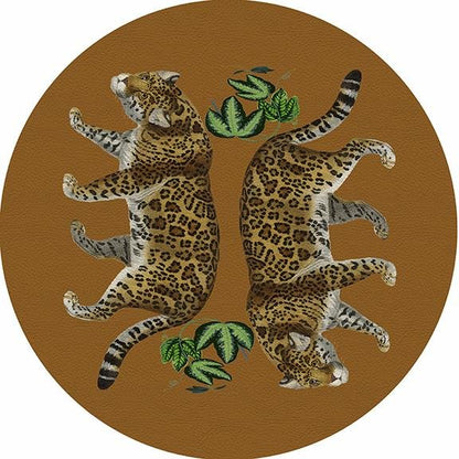 Leopard Seeing Double Safri 16&quot; Round Pebble Placemat Set of 4 - nicolettemayer.com