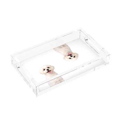 Maltese Dog Acrylic Rectangle Tray, left three-quarter, by Nicolette Mayer