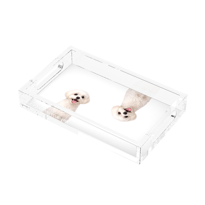 Maltese Dog Acrylic Rectangle Tray, right three-quarter, by Nicolette Mayer