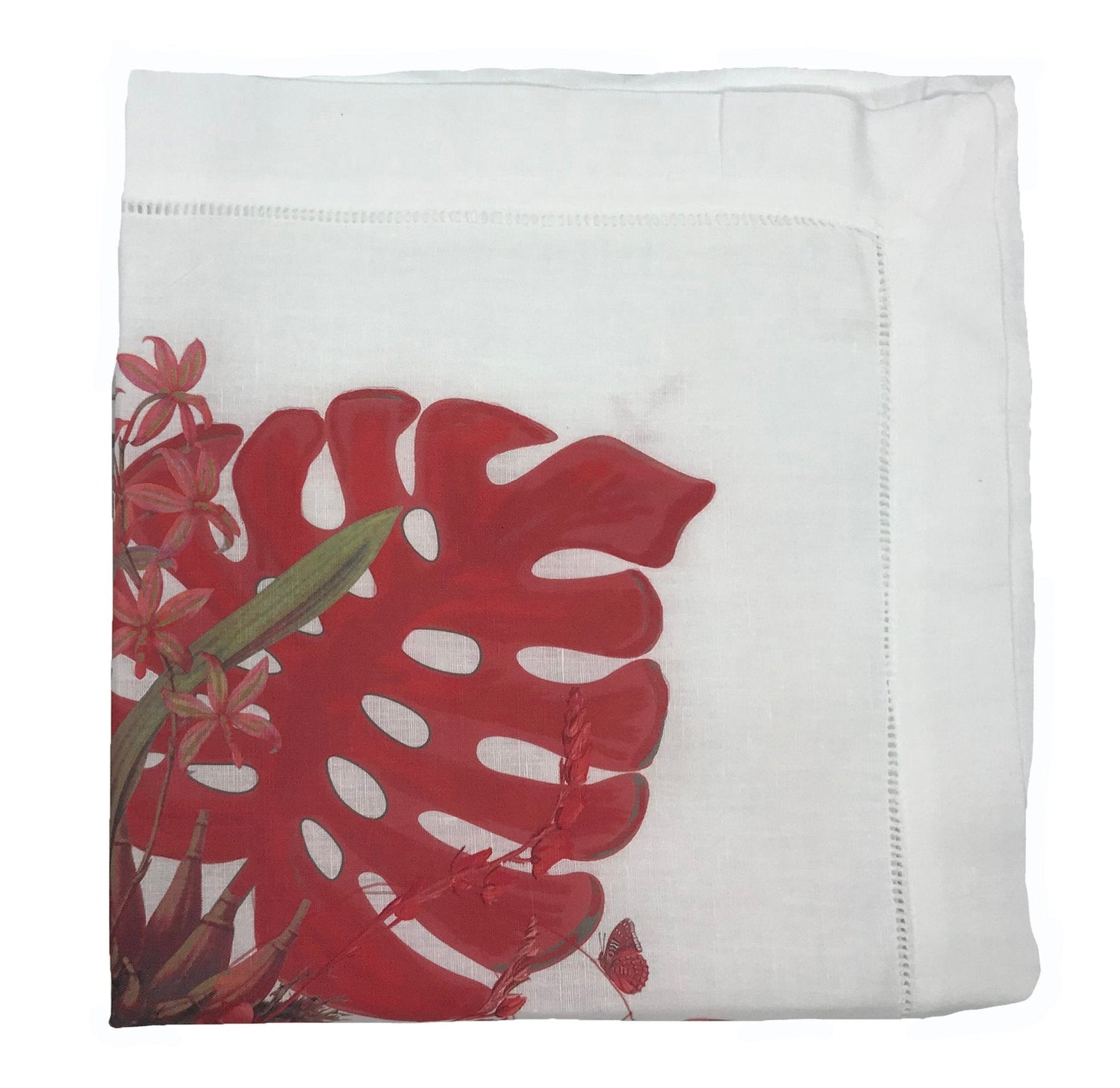 Monkey Jungle Rouge 22&quot;X22&quot; Hemstitch Dinner Table Napkins - nicolettemayer.com