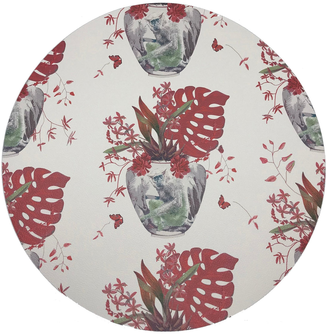 Monkey Small Jungle Rouge 16 Round Pebble Placemats, Set Of 4 - nicolettemayer.com