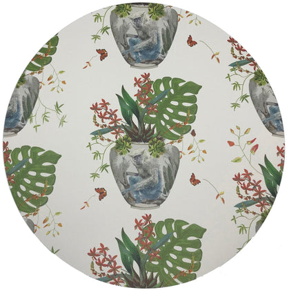 Monkey Small Jungle White 16 Round Pebble Placemats, Set Of 4 - nicolettemayer.com