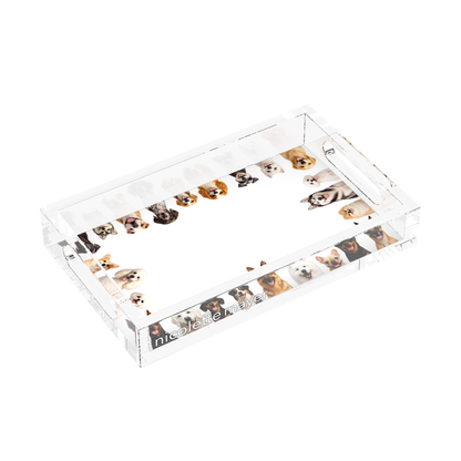 Must Love Dogs Two Acrylic Rectangle Tray, left side view, by Nicolette Mayer
