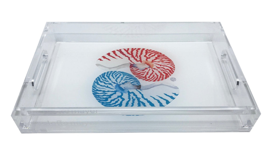 NAUTILUS CORAL TURQ ACRYLIC VANITY TRAY 12.25X7.75 - nicolettemayer.com