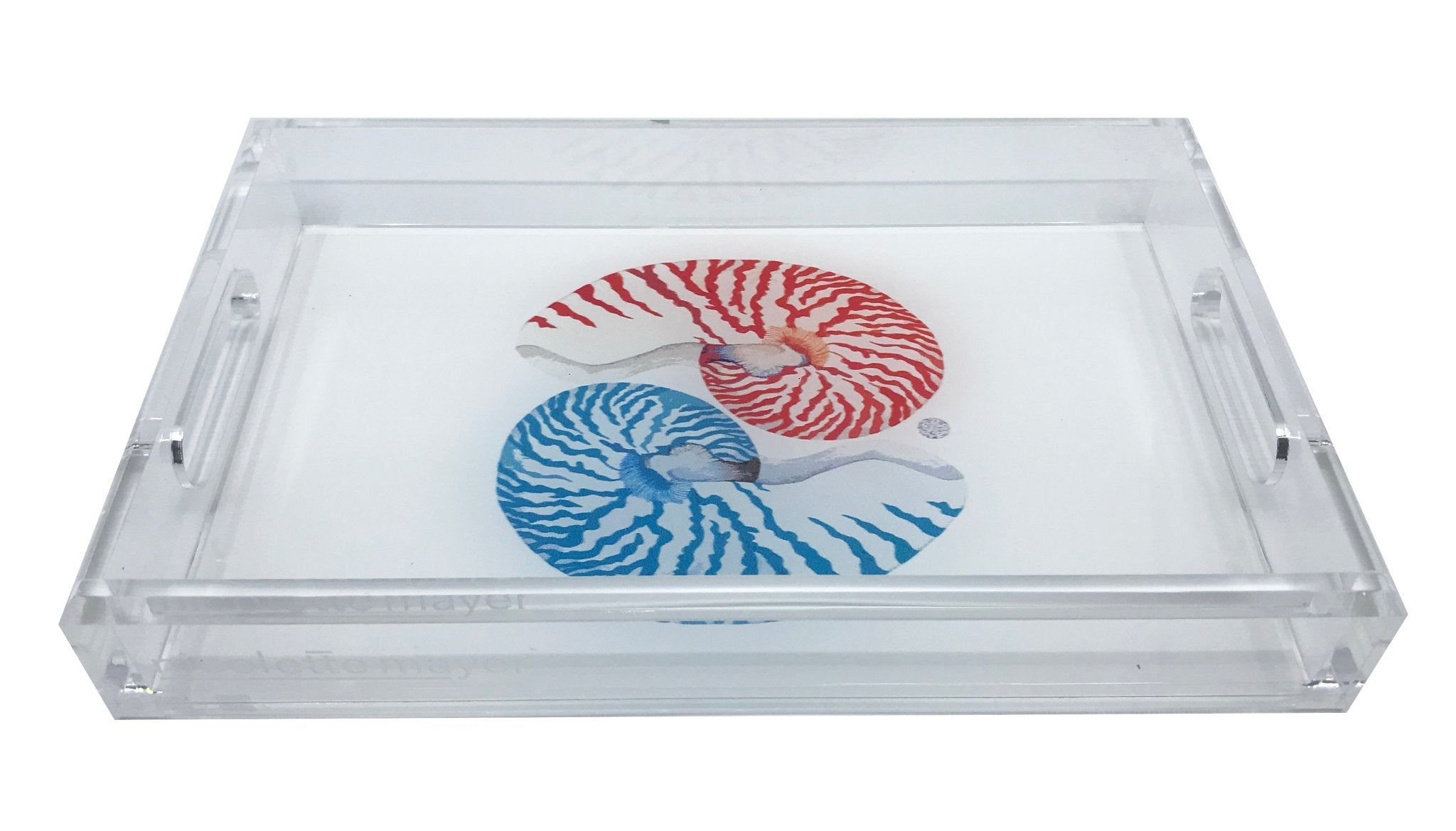 NAUTILUS CORAL TURQ ACRYLIC VANITY TRAY 12.25X7.75 - nicolettemayer.com