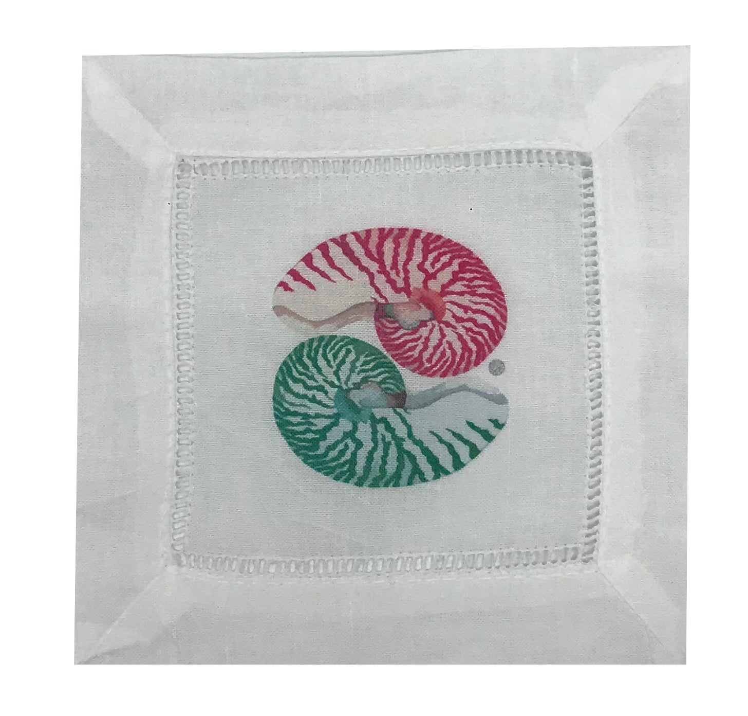NAUTILUS PALM BEACH 6&quot;X6&quot; HEMSTITCH COCKTAIL NAPKINS, SET OF 4 - nicolettemayer.com