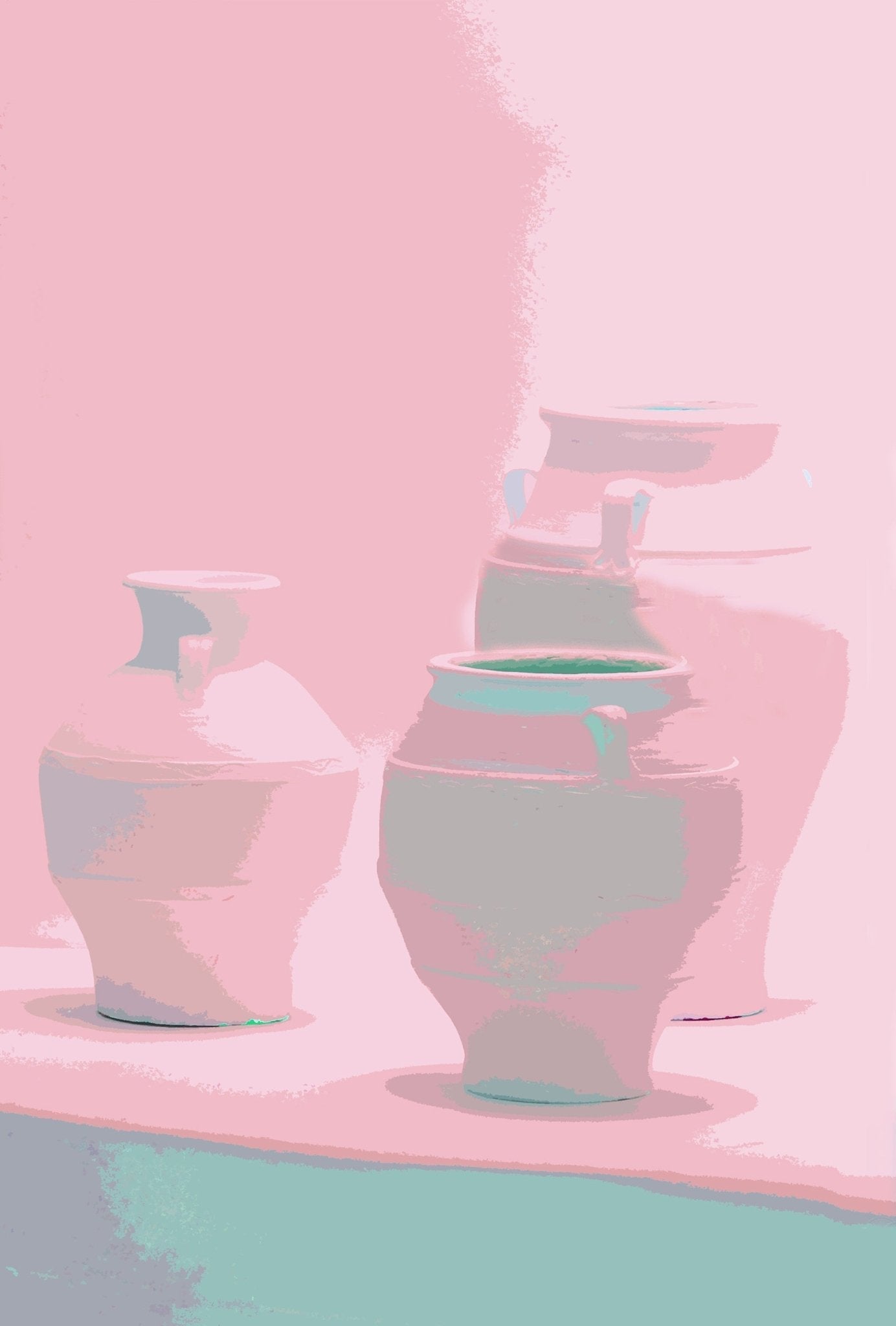 Olive Jars In Silhouette Pink Green 24X36 Acrylic Art - nicolettemayer.com