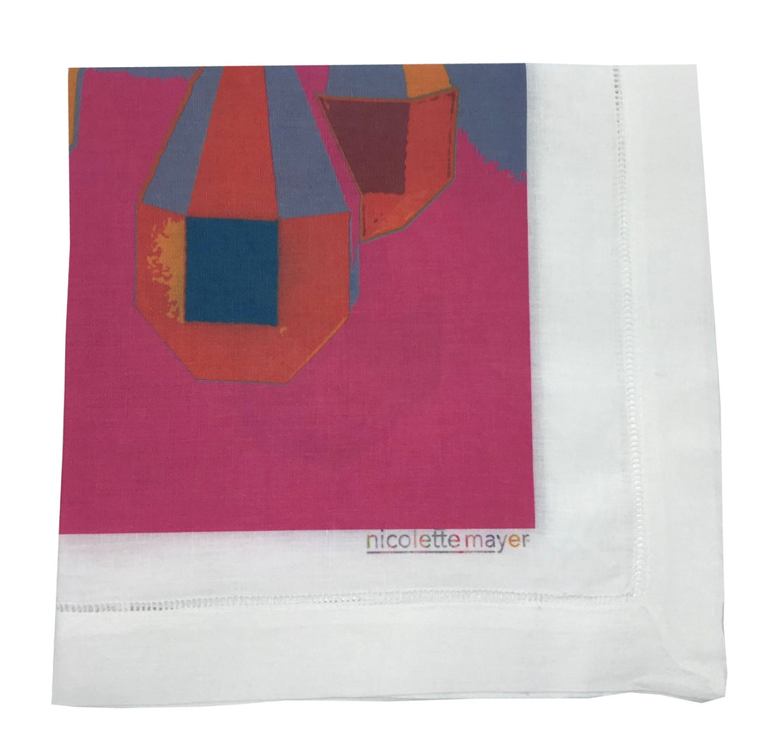 ORNAMENTS PINK NEON 22&quot;X22&quot; HEMSTITCH DINNER NAPKIN, SET OF 4 - nicolettemayer.com