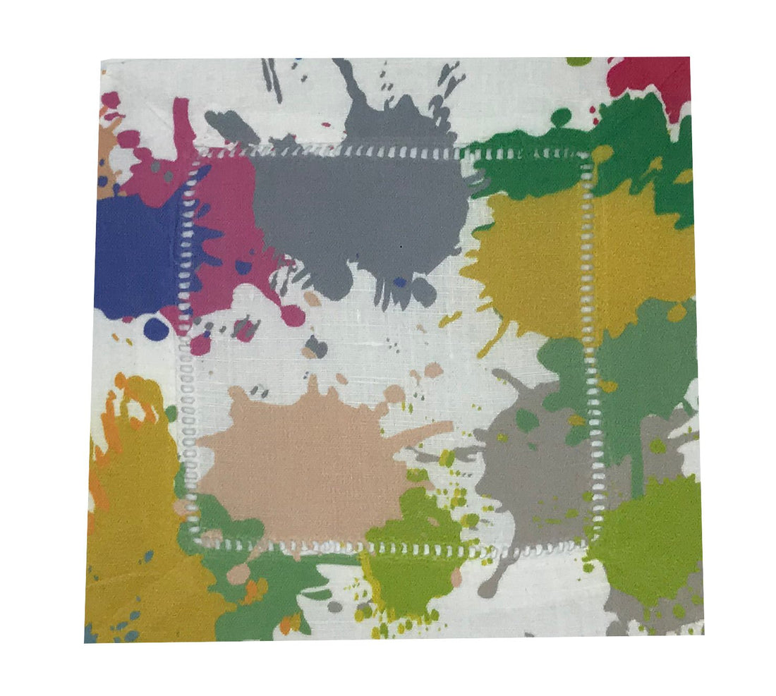 Paint Splatter 6x6&quot; Hemstitch Cocktail Napkins - nicolettemayer.com