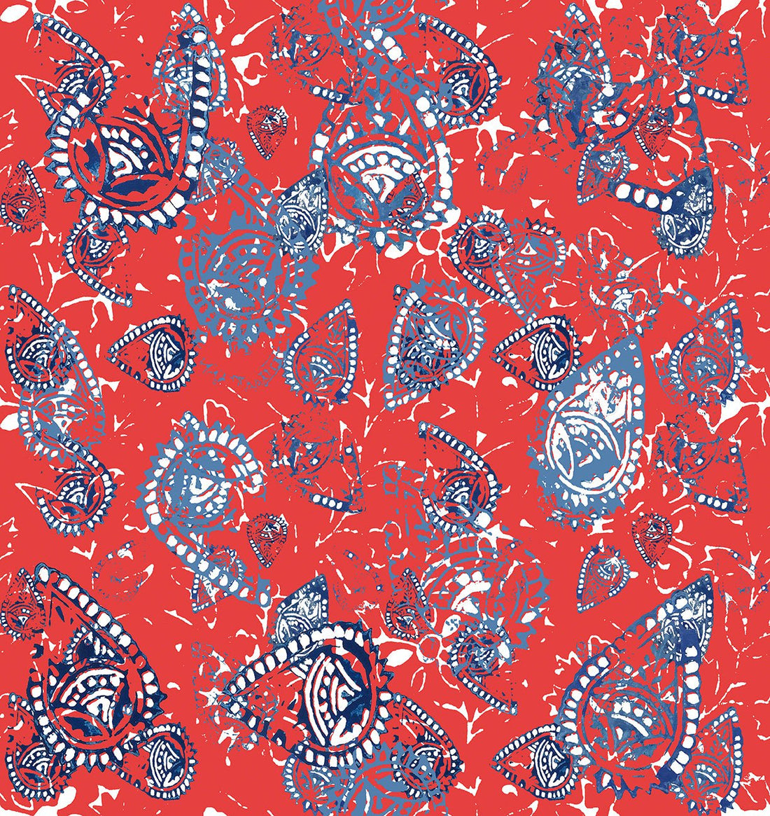 Paisley Block Nautical Peel and Stick Wallpaper, Double Roll, 34&quot; x 288&quot;, 48 sq ft - nicolettemayer.com