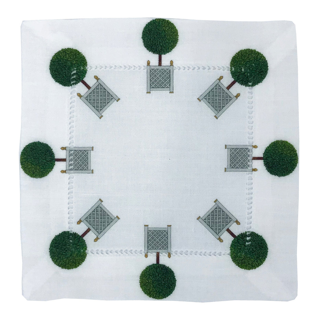 Parterre Topiary Timothy Corrigan 6X6" Cotton Sateen Cocktail Napkins Set of 4 - nicolettemayer.com