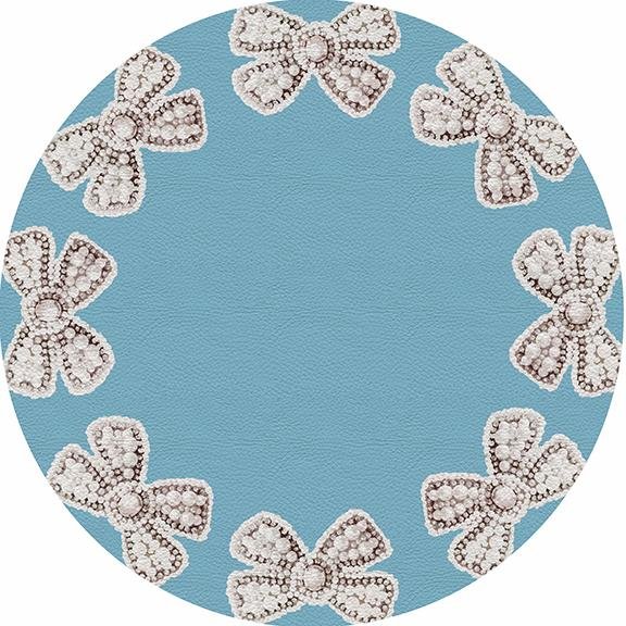 Pearl Bow Bluebell 16&quot; Round Pebble Placemat Set of 4 - nicolettemayer.com