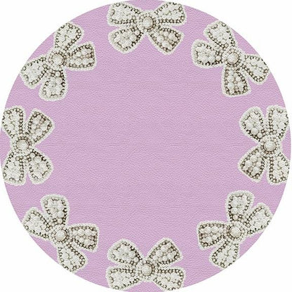Pearl Bow Lilac 16&quot; Round Pebble Placemat Set of 4 - nicolettemayer.com