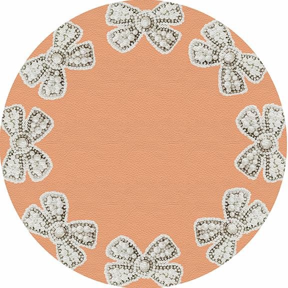 Pearl Bow Peach 16&quot; Round Pebble Placemat Set of 4 - nicolettemayer.com