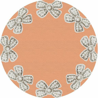 Pearl Bow Peach 16&quot; Round Pebble Placemat Set of 4 - nicolettemayer.com