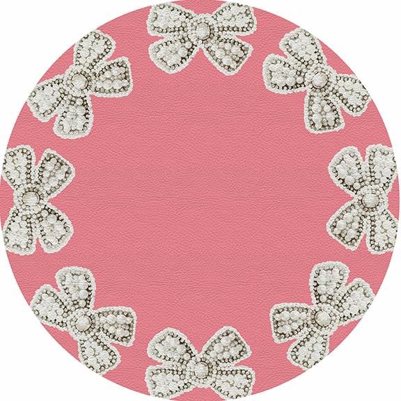 Pearl Bow Pink 16&quot; Round Pebble Placemat Set of 4 - nicolettemayer.com