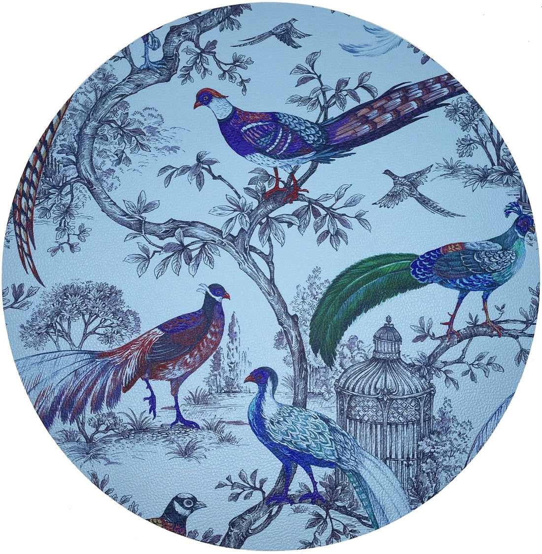 Pheasant Fall Sauvage Wedgewood 16&quot; Round Pebble Placemat, Set of 4 - nicolettemayer.com