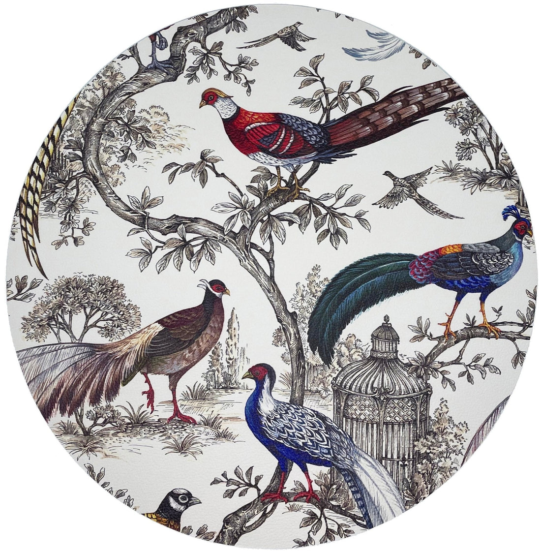 Pheasant Fall Sauvage White 16&quot; Round Pebble Placemat, Set of 4 - nicolettemayer.com