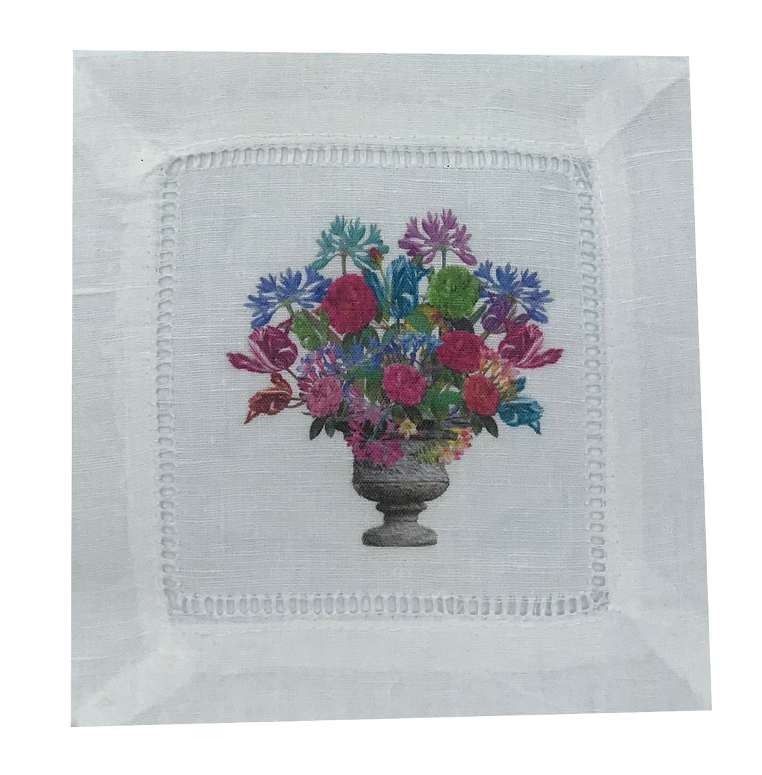 Pistals Large Bouquet 6X6" Hemstitch Cocktail Napkins Set of 4 - nicolettemayer.com